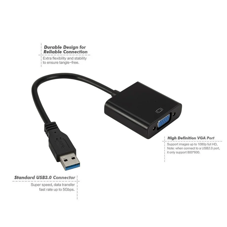 Адаптер для видеодисплея с USB 3 0 на VGA 1080P внешний конвертер несколькими дисплеями