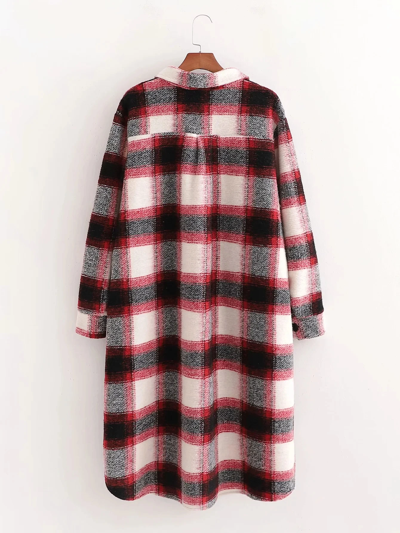 

women Winter long coat vintage loose plaid Woolen jacket women Overcoat casual long sleeve thick outwear 2021