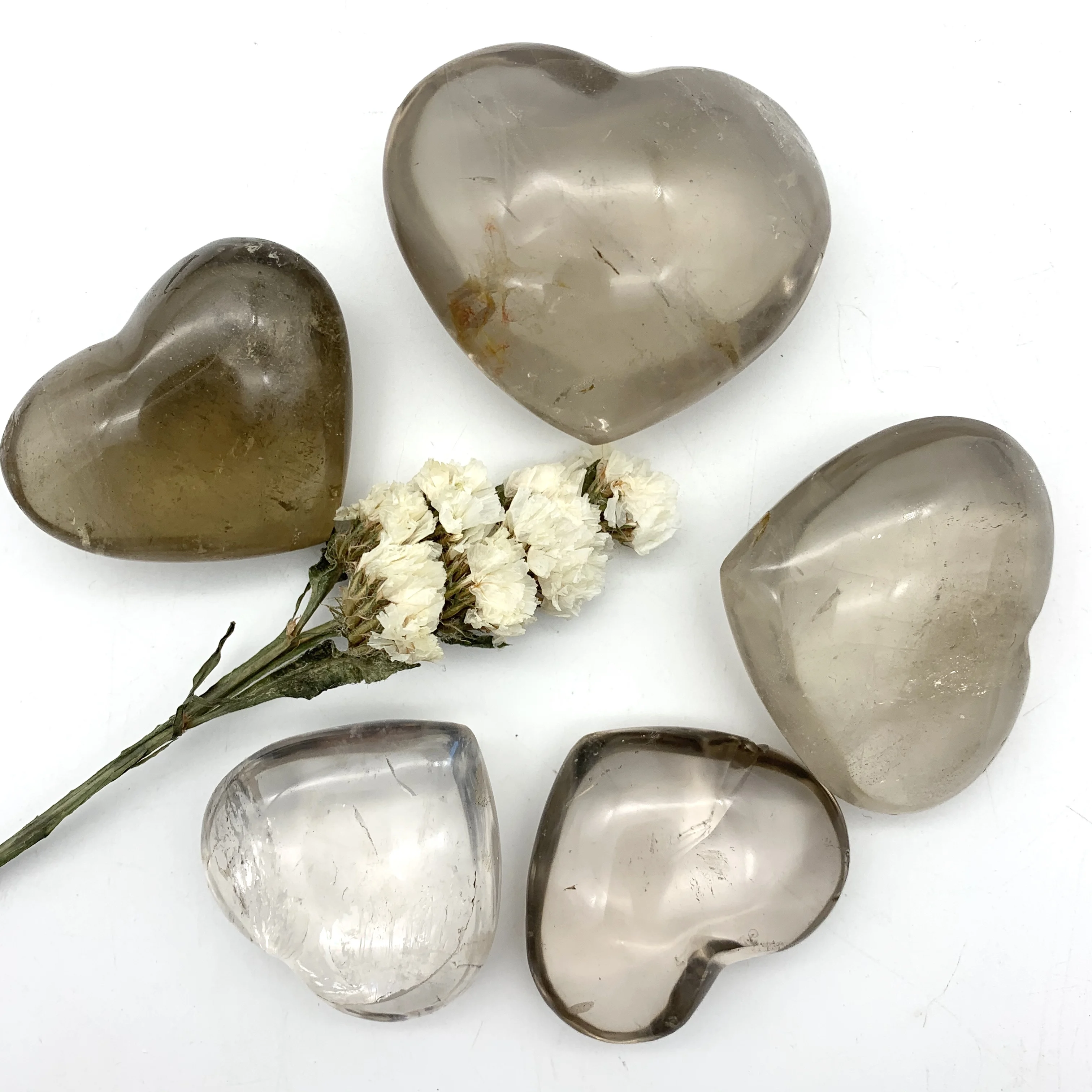 

40-45mm Beautiful Natural Smoky Quartz Crystal Heart Shaped Healing Decoration Natural Stones and Crystals