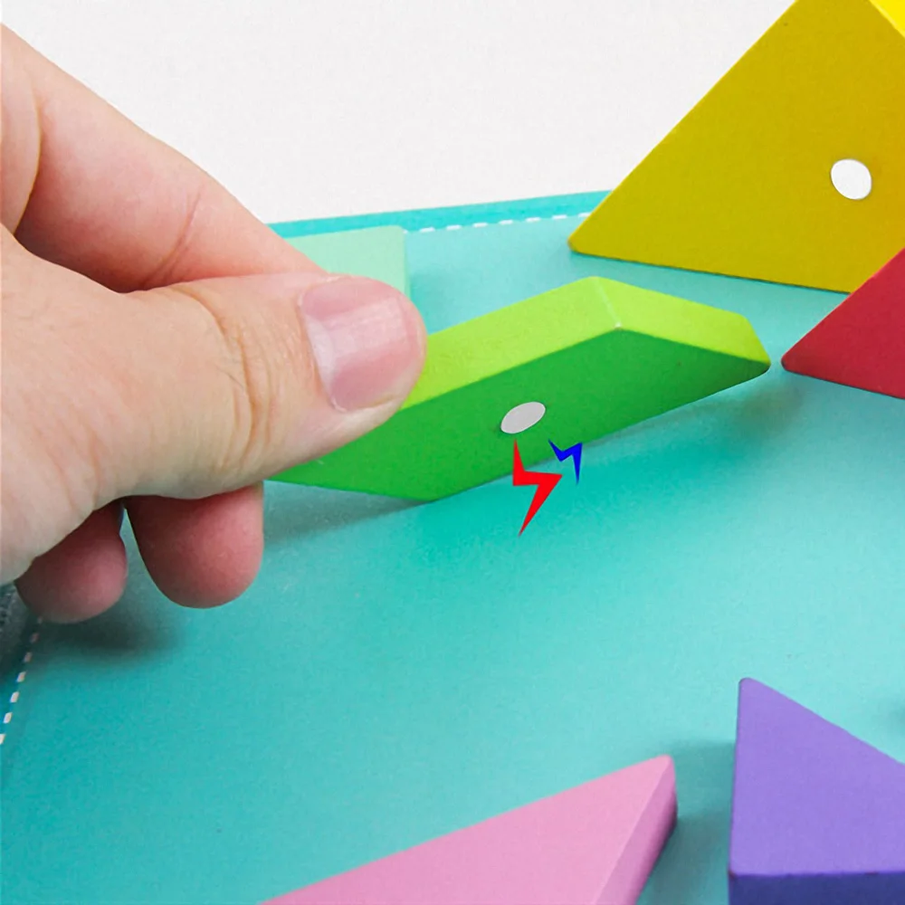

Magnetic 3D Puzzle Jigsaw Tangram Game Montessori Learning Educational Wooden Toy Board Games Toy Kids Children Brain Tease Gift