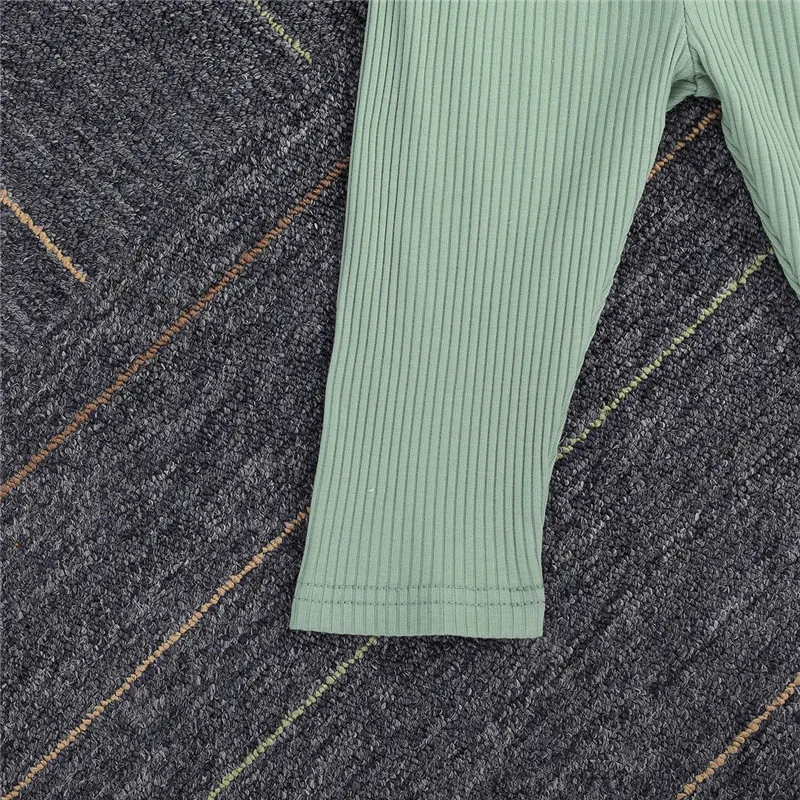 

2020 Baby Autumn Clothing 9 Colors Solid Newborn Baby Girl Boy Long Sleeve Ruffles Top Romper Pants 2Pcs Ribbed Outfits 0-24M