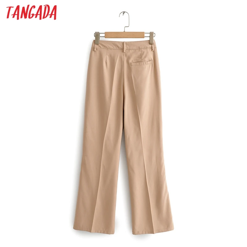 Tangada, Модный женский однотонный костюм, брюки, брюки, карманы, пуговицы,, для офиса, леди, длина по щиколотку, брюки, QJ144
