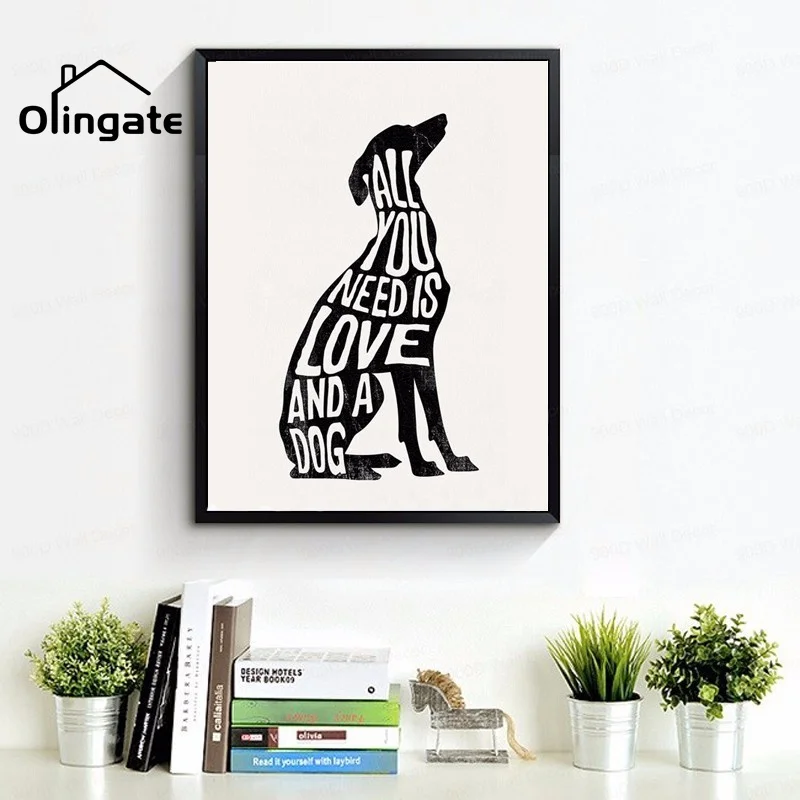 

Abstract black Dog Poster Minimalist Wall Art Nordic Deer Pictures One Piece Canvas Painting for Living Room Home Decor