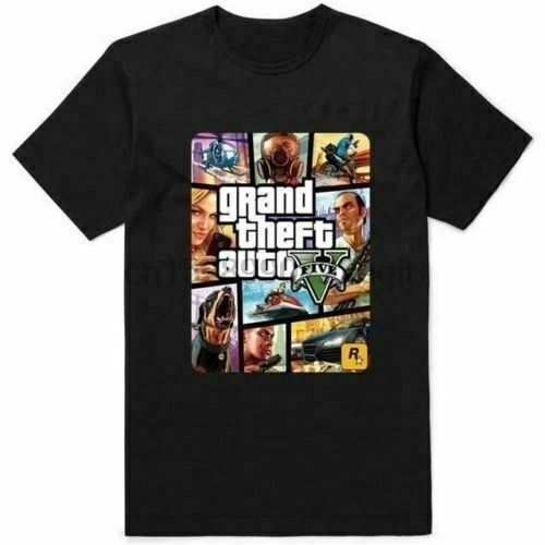 

NEW GTA V GTA Five Men Black T-shirt Size S-2XL