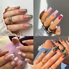 Накладные ногти, длинные модные граффити, узор лица, гроб, накладные ногти, наклейка на ногти, маникюр, аксессуары для ногтей, накладные ногти