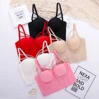 sexy womens inner bras for women daily slings brassiere femme performance short open back gathered red larg size red tube top