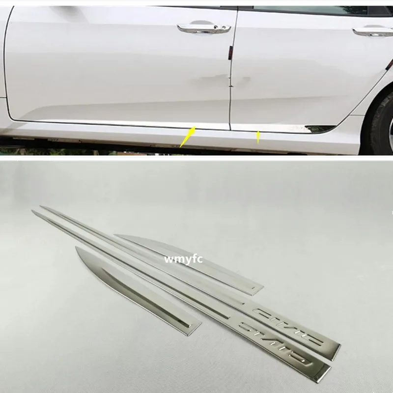 

FOR HONDA CIVIC 2016 2017 ABS CHROME OR BLACK BODY MOLDING DOOR SIDE LINE GARNISH TRIM COVER PROTECTOR ACCENT LINING STRIP