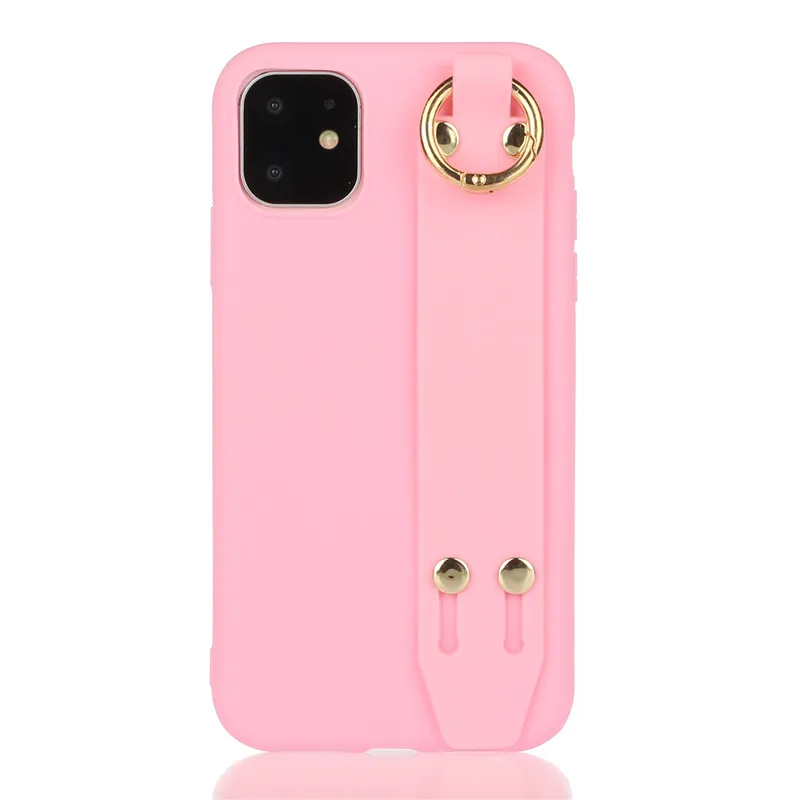 Чехол для телефона с ремешком на запястье для iphone 11 11Pro Max XS Max XR, чехол конфетного цвета чехол для iphone 8 7 Plus X 6 6 S, чехол с браслетом - Color: C