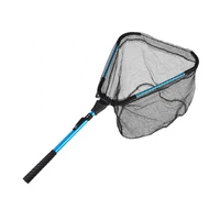 triangle foldable telescopic rod rubber coated floating fishing landing net for freshwater saltwater