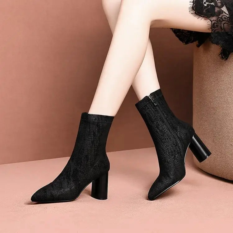 Ins elastic boots thick heel Martins ladies fashion fall/winter cloth Martin Boots winter shoes women | Обувь