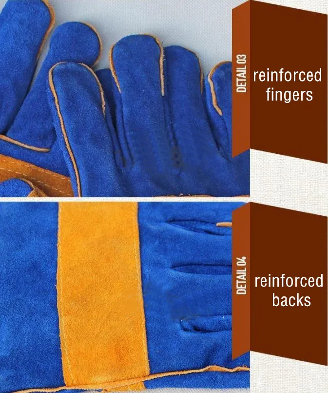 13-16 Inches Leather Forge Welding Gloves Heat Fire Resistant Grill Fireplace Furnace Stove Pot Holder Tig Welder Mig BBQ Gloves