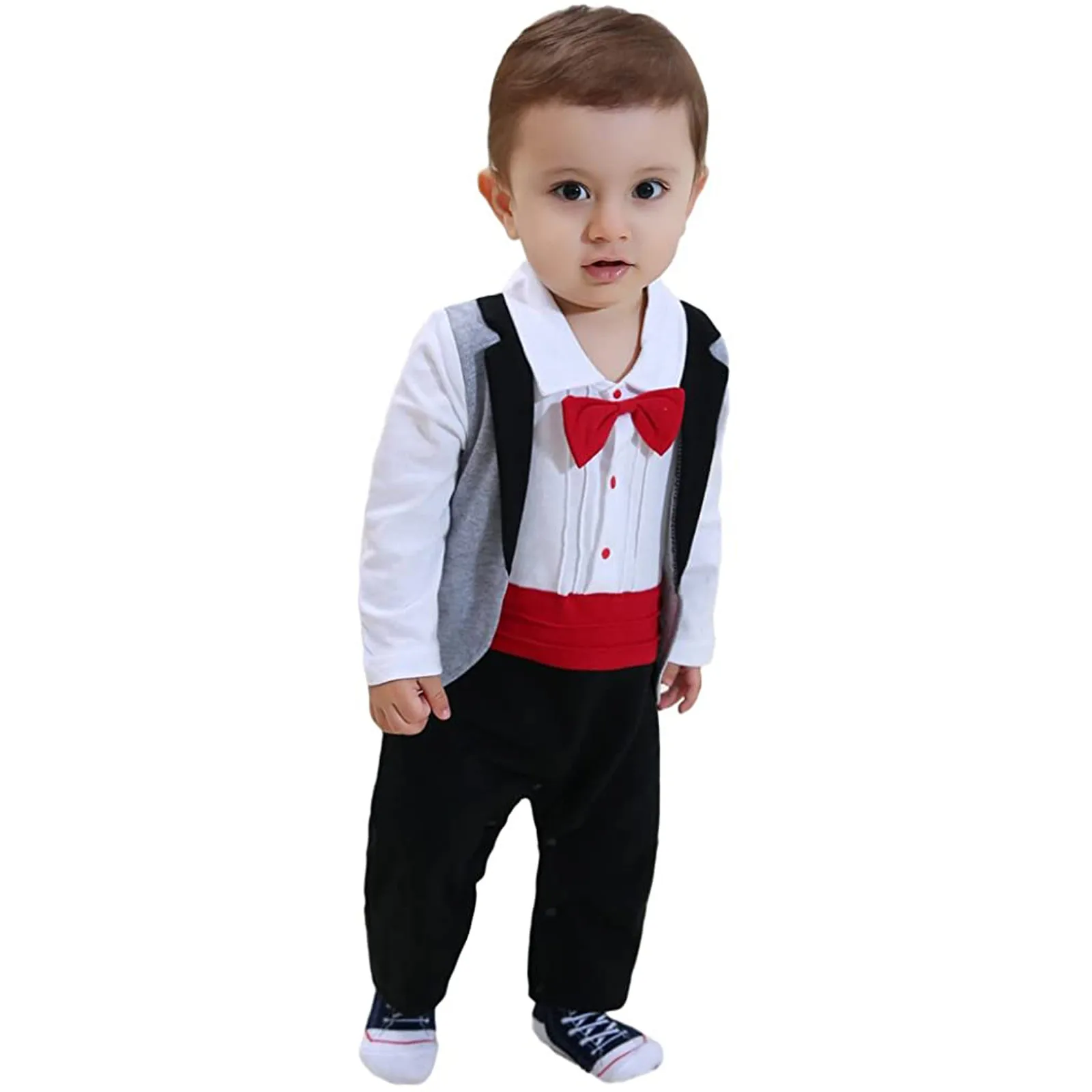 3-18 Months Long sleeve Infant Baby Boys Tuxedo Gentleman Onesie Romper Jumpsuit Wedding Outfits combinaison bebe mamelucos M4 |