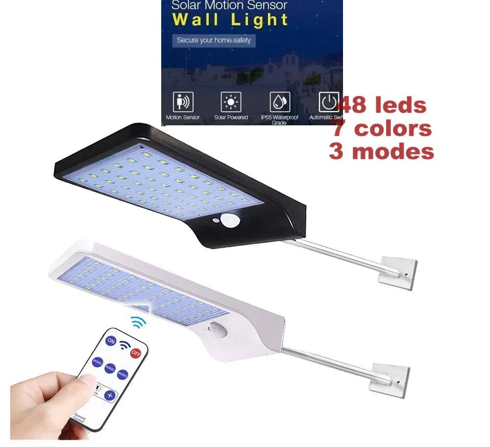 48 Светодиодный светильник на солнечной батарее садовый с датчиком движения