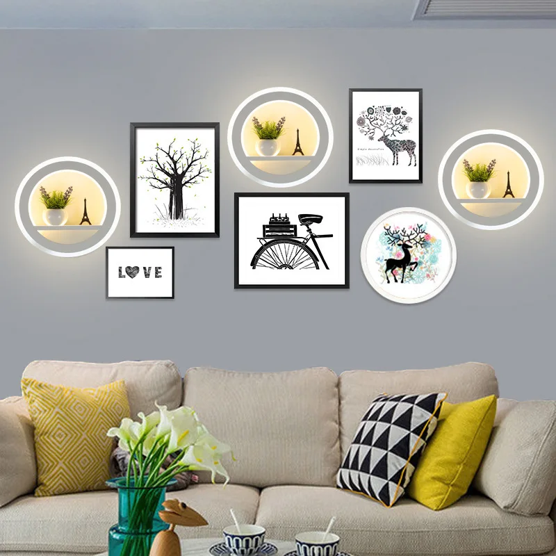 LED Wall Lamp Dimmable 2.4G Remote Control Modern Bedroom Living Room Decoration Lighting Light With Flower And Tower 29W | Лампы и