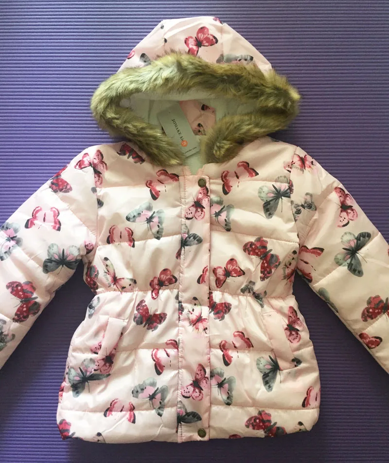 Russia Winter Jacket Kids Baby Girls Cartoon Printed Long Coats Warm Thick Jackets Children Outerwear Coat New Year Girl Clothes