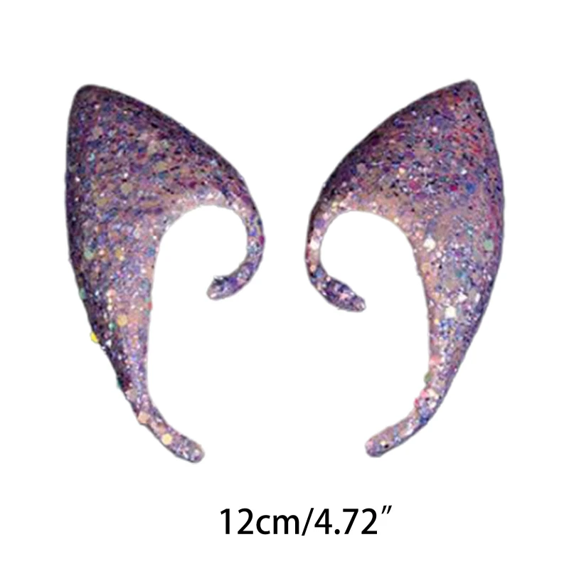 

1 Pair Shiny Sequins Angel Elf Ears Silicone Fake Ear Props Halloween Party Fairy Cosplay Accessories Decoration
