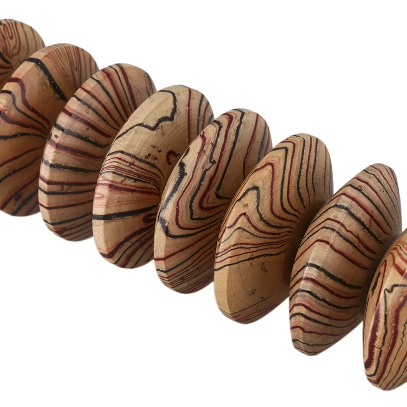 

Wooden Nonslip Handle 8 Rollers Belly Back Health Massager