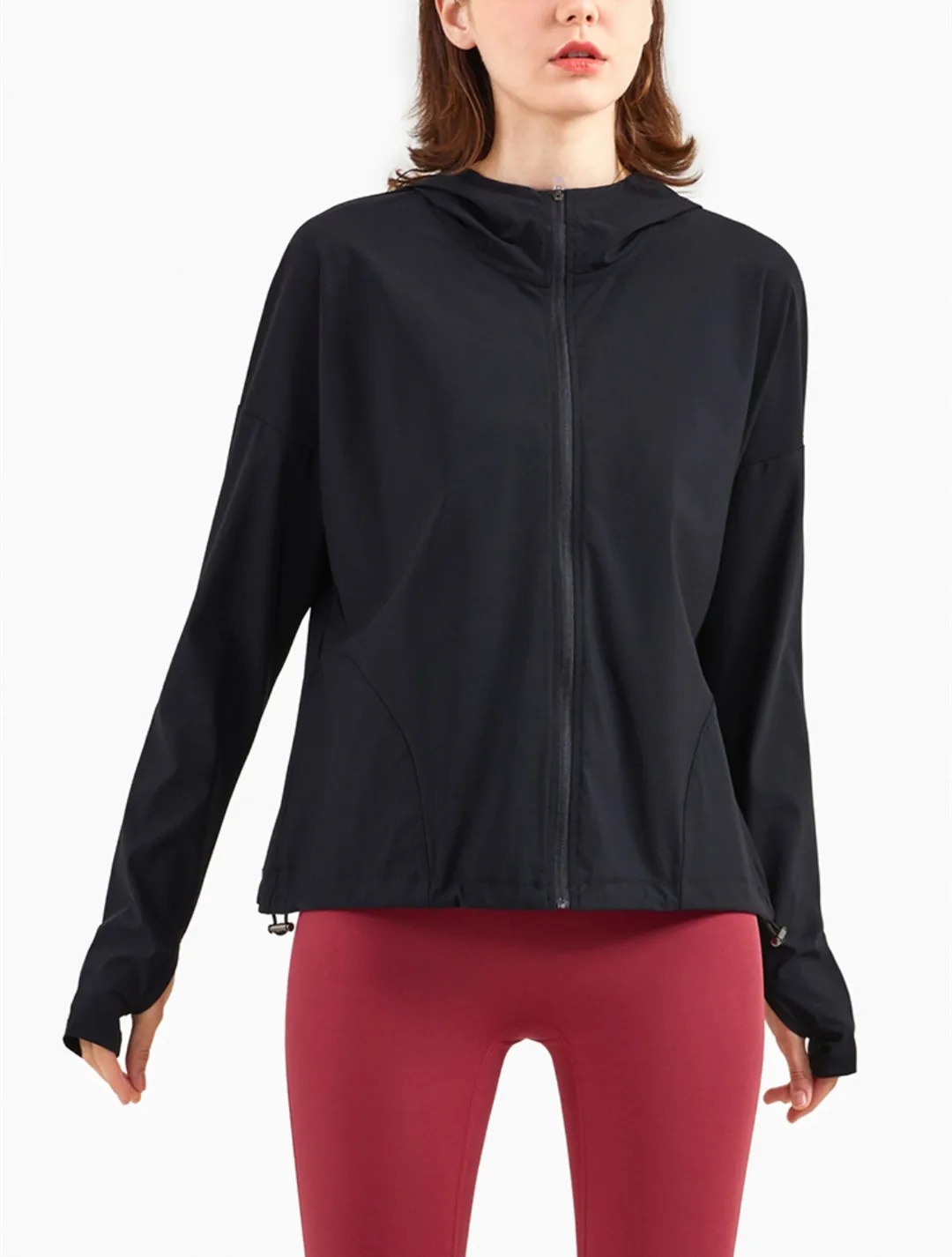Sportswear Ladies Sports Jacket Loose Zip Hoodie Jacket Solid Color Top Quick-drying Workout Clothes