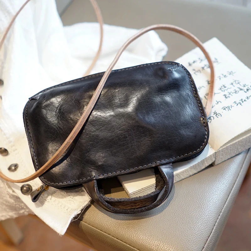 Маленькие женские сумки из 100% натуральной кожи в стиле ретро с верхней ручкой