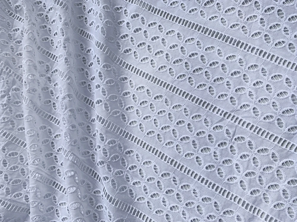 Чистый белый шнур хлопковая кружевная ткань для летнего платья швейная швейной