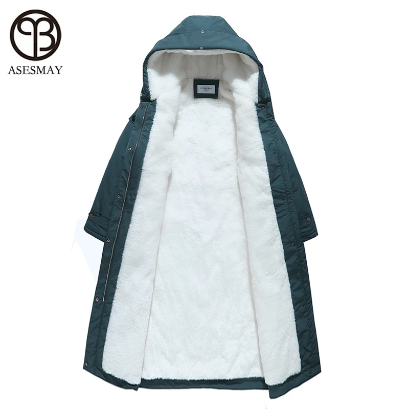 Женская парка с меховым капюшоном длинная Повседневная теплая из хлопка зимнее