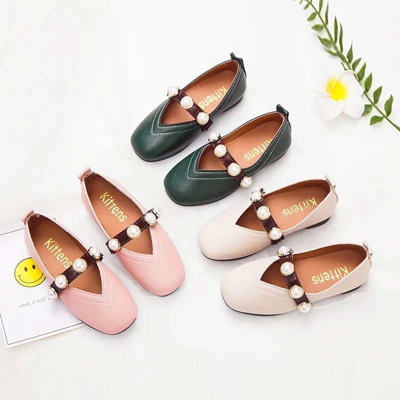 

Menoea Kids Shoes New Girls Sandals Rivets Single Leather Shoes Children Nude Sandal Toddler Girls Princess Flat Dance Shoes