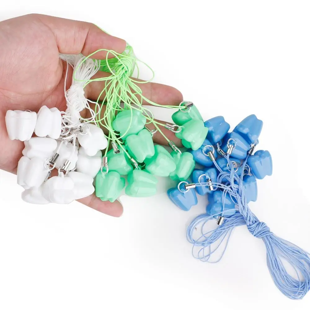 

50 Pcs Children's Deciduous Teeth Storage Box Tooth Shape Kids Deciduous Teeth Mini Storage Chain Box Tooth Souvenir Save Tools