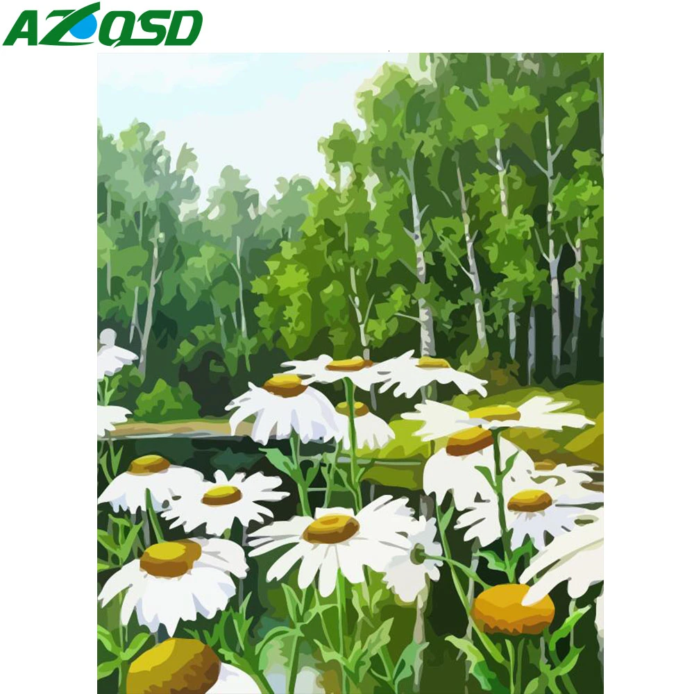 AZQSD Раскрашивание по номерам на холсте цветы сделай сам вручную подарок