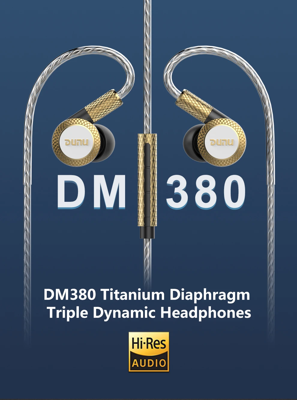 DUNU DM380 Linearlayout тройной титановый мембранный драйвер наушники-вкладыши HiFi активный кроссовер с микрофоном/3 кнопки Легко управляемый