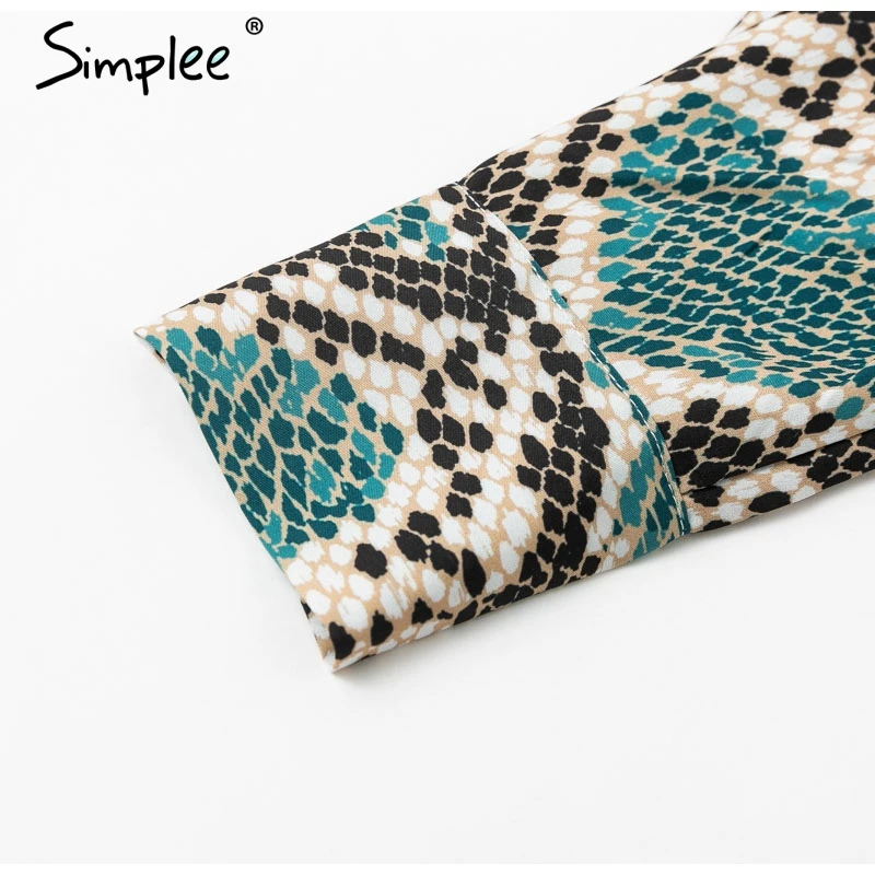 Женское платье-рубашка Simplee со змеиным принтом женское винтажное зеленое длинное