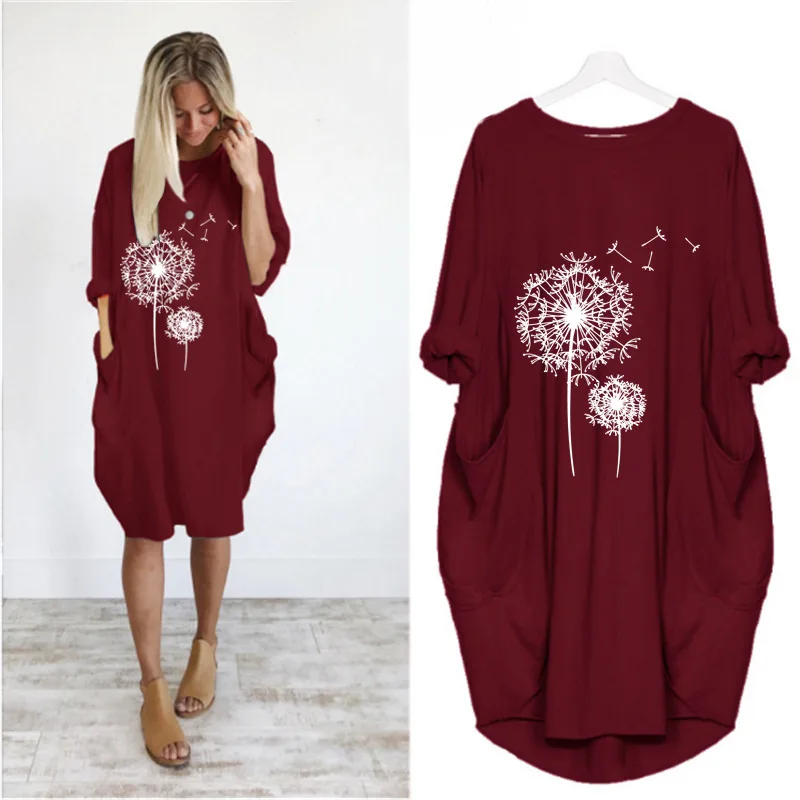 

Mom Wife 2021 Summer Dress Casual Women Fashion Vest Oversized Dresses Long Sleeve Sundress Loose Sexy Dress