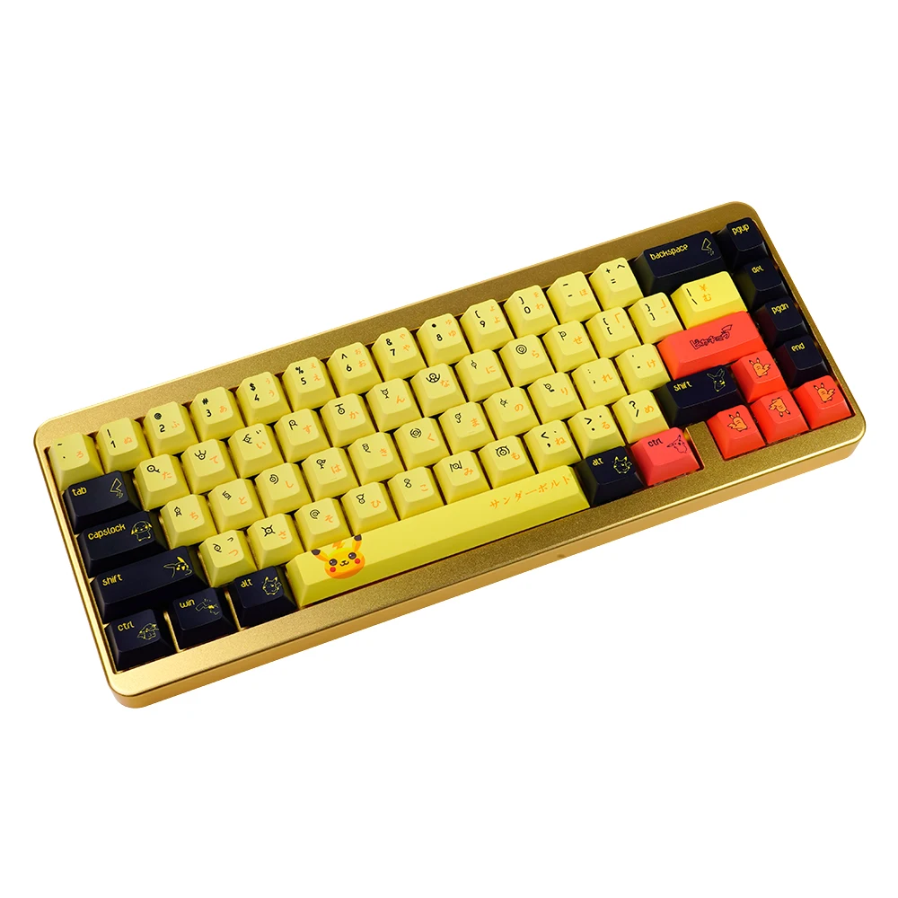 Cherry Profile PBT Keycaps Black and Yellow 104 Keys Anime Themed for MX Switch Mechanical Keyboards |