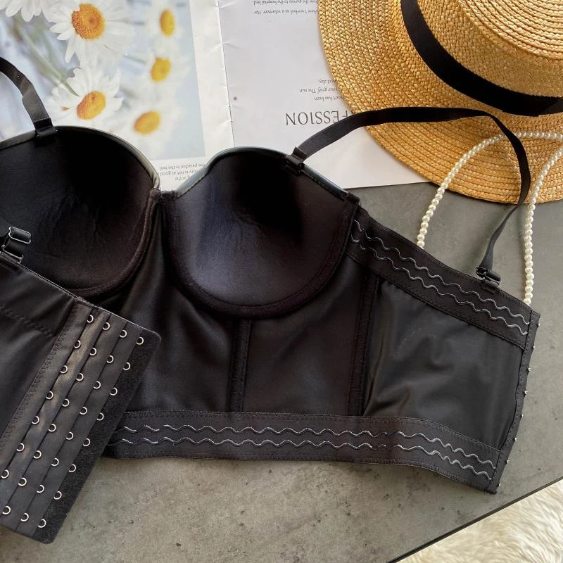 Foamlina Готический корсет-бюстье из синтетической кожи сексуальный бюстгальтер