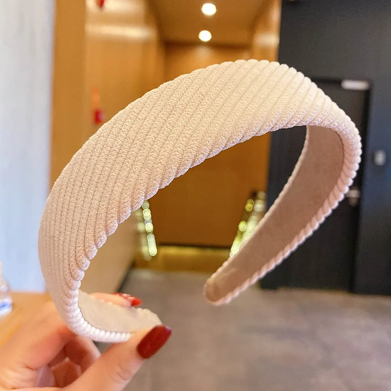 Повязка для волос женская широкий обруч из ткани с широкими полями милый в