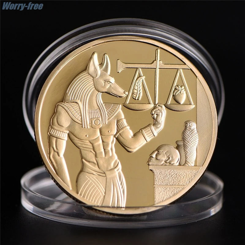 1 шт Позолоченные Египет смерти протектор Анубиса монета копия монеты