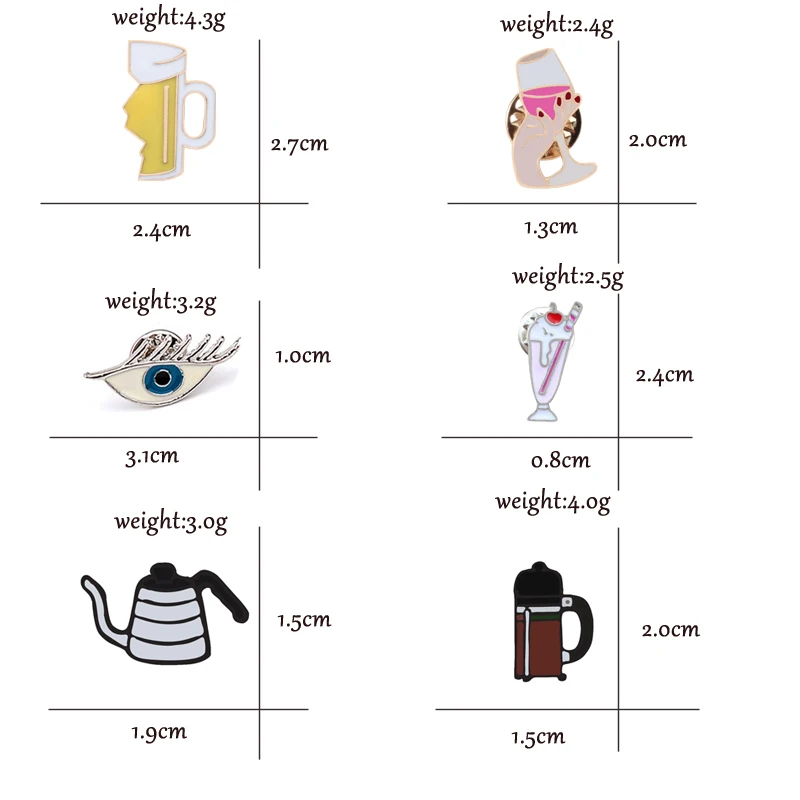 Мультфильм брошки Женская бижутерия чашка вино стекло эмаль значки на кнопки