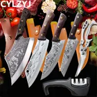 Кованый шеф-нож 1-6 шт. в комплекте, кухонные ножи, охотничьи косточки, сербский шеф-повар, мясник, мясник, резак, универсальный нож, Подарочные чехлы