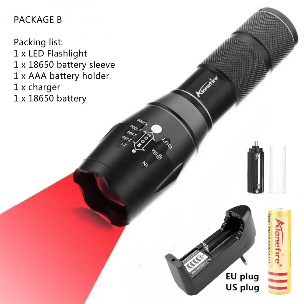 Option B AloneFire E17 портативный ультра яркий ручной красный светильник светодиодный светильник вспышка масштабируемый Регулируемый Фокус Открытый водостойкий фонарь - Испускаемый цвет: Option B