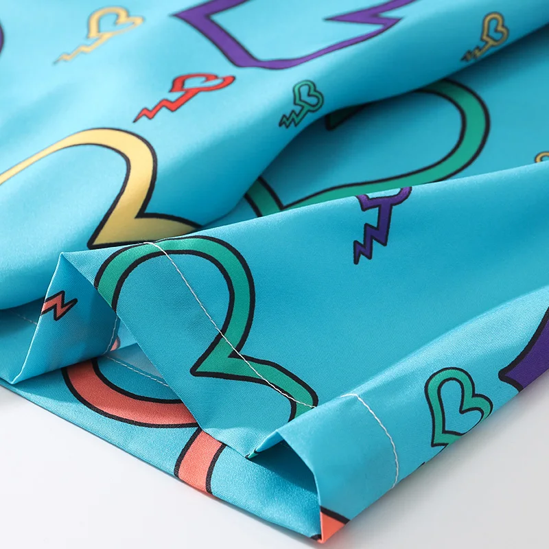 

Bonita Vida Hawaiian Beach Shirts Summer Holiday Heart Print Short Sleeve Shirts Men Hip Hop Streetwear Button Blouse Tops