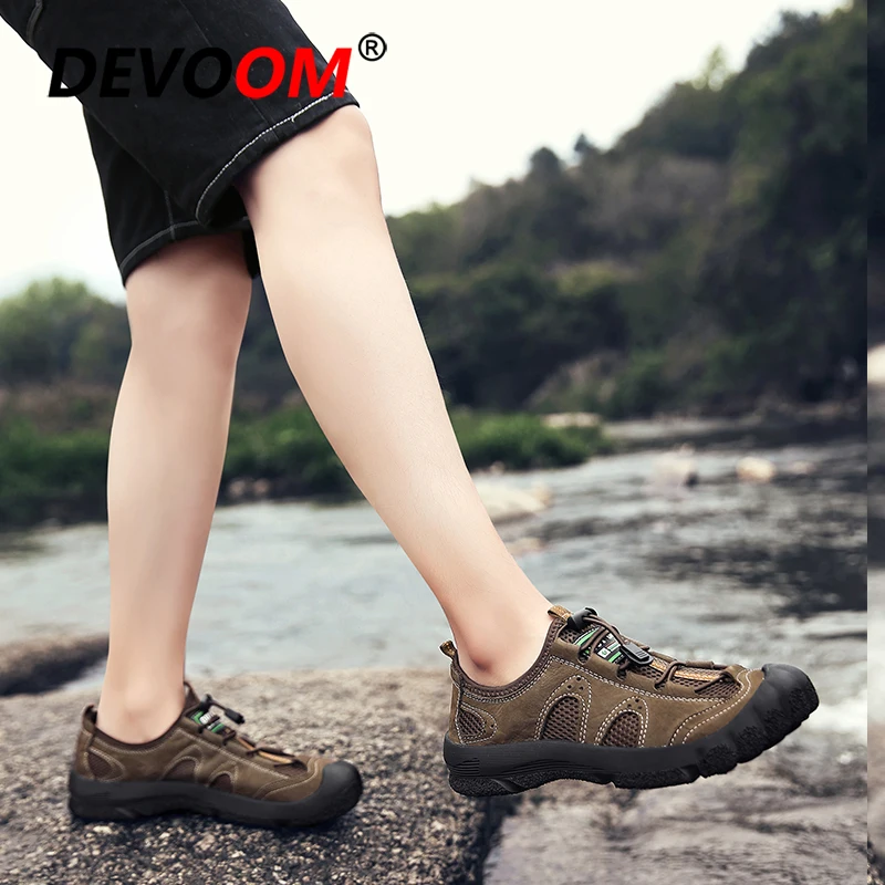 Мужские кожаные кроссовки дышащие для активного отдыха и походов спорта охоты