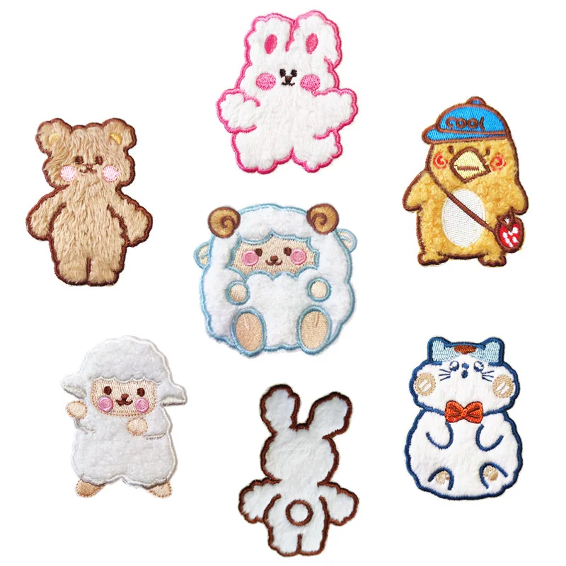 

7PCS/set Cute Bear Cartoon Animal Embroidery Patches Cloth Self-adhesive Stickers for DIY Clothing Phone Case Sewing Decoration