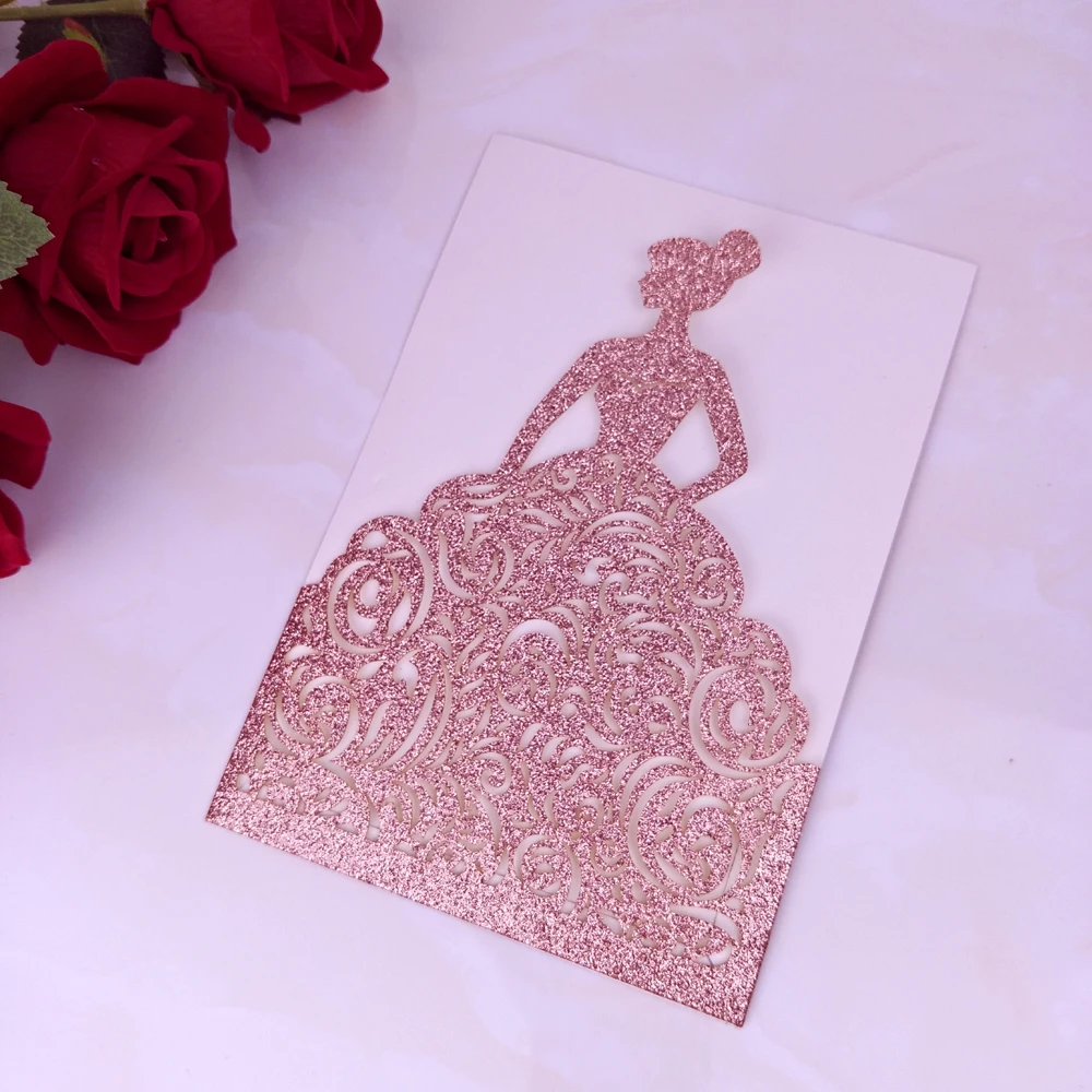 2020 дизайнерская розовая Золотая блестящая Свадебная пригласительная открытка с