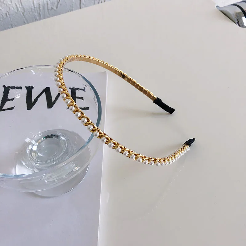 

2021 New Fashion Summer Hairband Women Beaded Pearls Headband Fresh Exquisite Headwear Girls Party Casual Hair Accessories