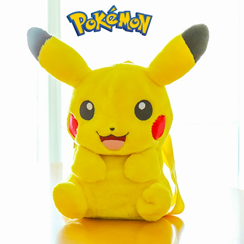 

35cm Pokemon Peripheral Pikachu Plush Backpack Kids Cartoon Cute Backpack Girls plush animal toys children's Christmas gift