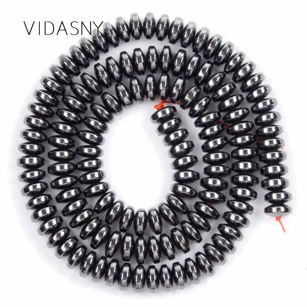 

130pcs 6x3mm Black Hematite Rondelle Beads For Jewelry Making Natural Stone Spacer Loose Beads Diy Bracelet Accessories