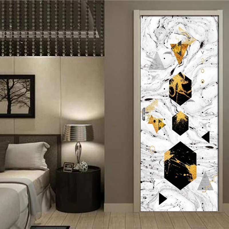 Абстрактная Геометрическая чернильная живопись Настенная Наклейка на дверь