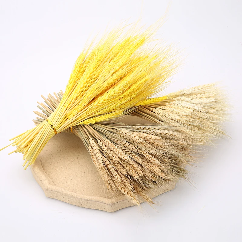 

50/100Pcs 9 Inch Real Wheat Ear Flower Natural Dried Flowers For Wedding Home Party Decoration DIY Craft Scrapbook Wheat Bouquet