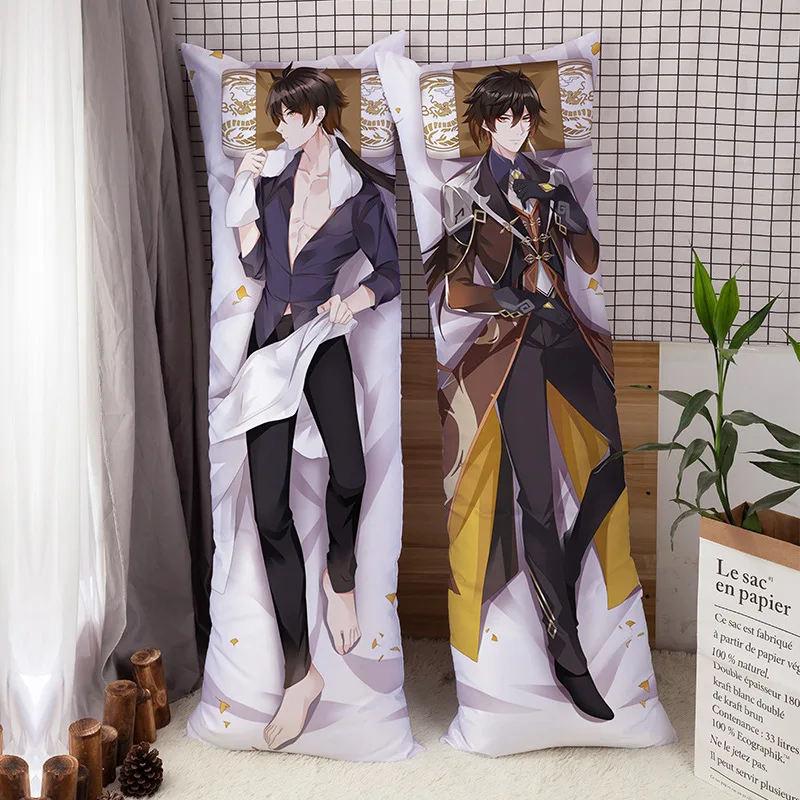 

Игра Genshin Impact Zhongli Dakimakura обнимающая подушка для тела чехол для мужчин Otaku наволочка для всего тела домашнее постельное белье подарок для косплея