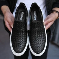 2022 men shoes england trend casual shoes loafers male leather sneakers weaving leather dress shoes men flats zapatillas hombre