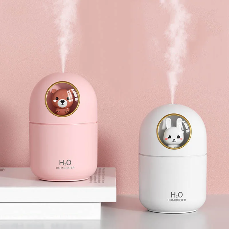 

Air Humidifier Cute Rabbit Ultra-Silent USB Aroma Essential room Car LED Night Lamp Air Purifier Mist Maker Air Fresher 300ML